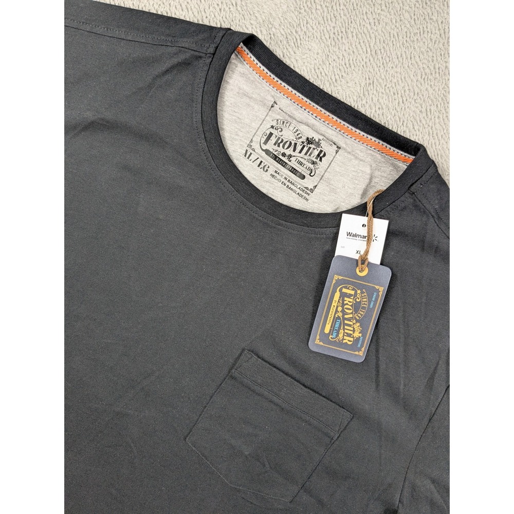 Frontier Threads Weatherproof Mens XL Black Jersey Crew Neck Pocket T-Shirt NWT